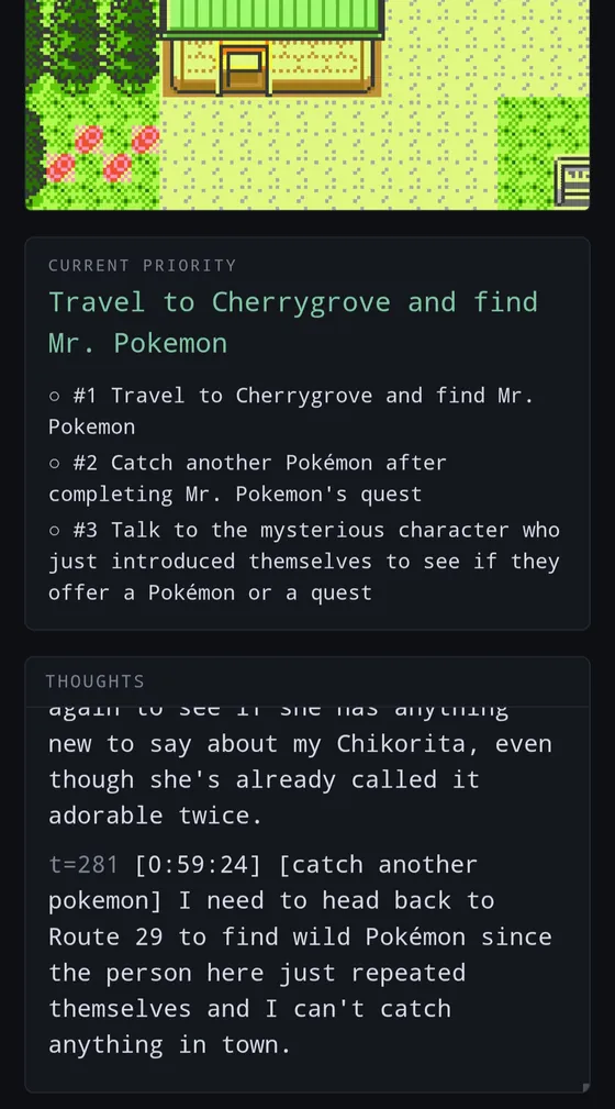 A thought about going back to talk about its Chikorita even though she already called it adorable twice.